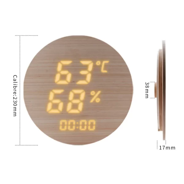 Pure solid wood sweat sauna room temperature and humidity meter with timed ambient light - Image 6