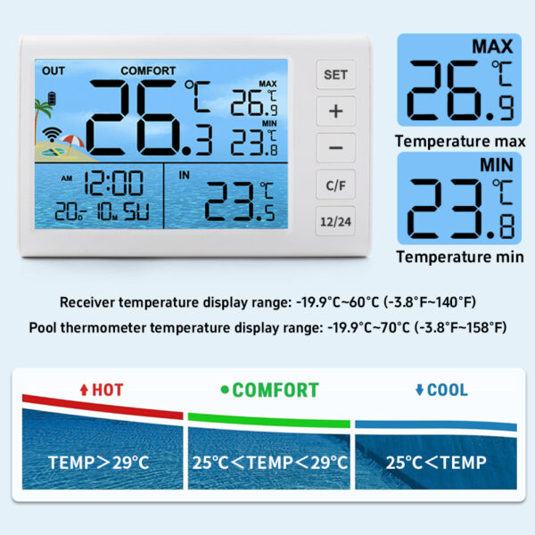 Digital Display Thermometer Smart Thermostat Temperature for Swimming Pool - Kiʻi 7